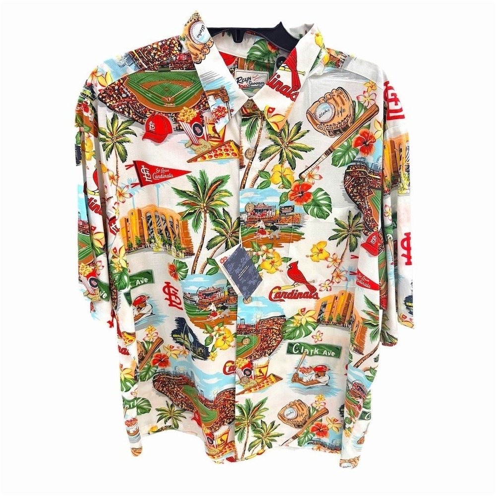 Reyn Spooner Shirt Mens XL St. Louis Cardinals MLB Aloha Scenic Button‎ Up